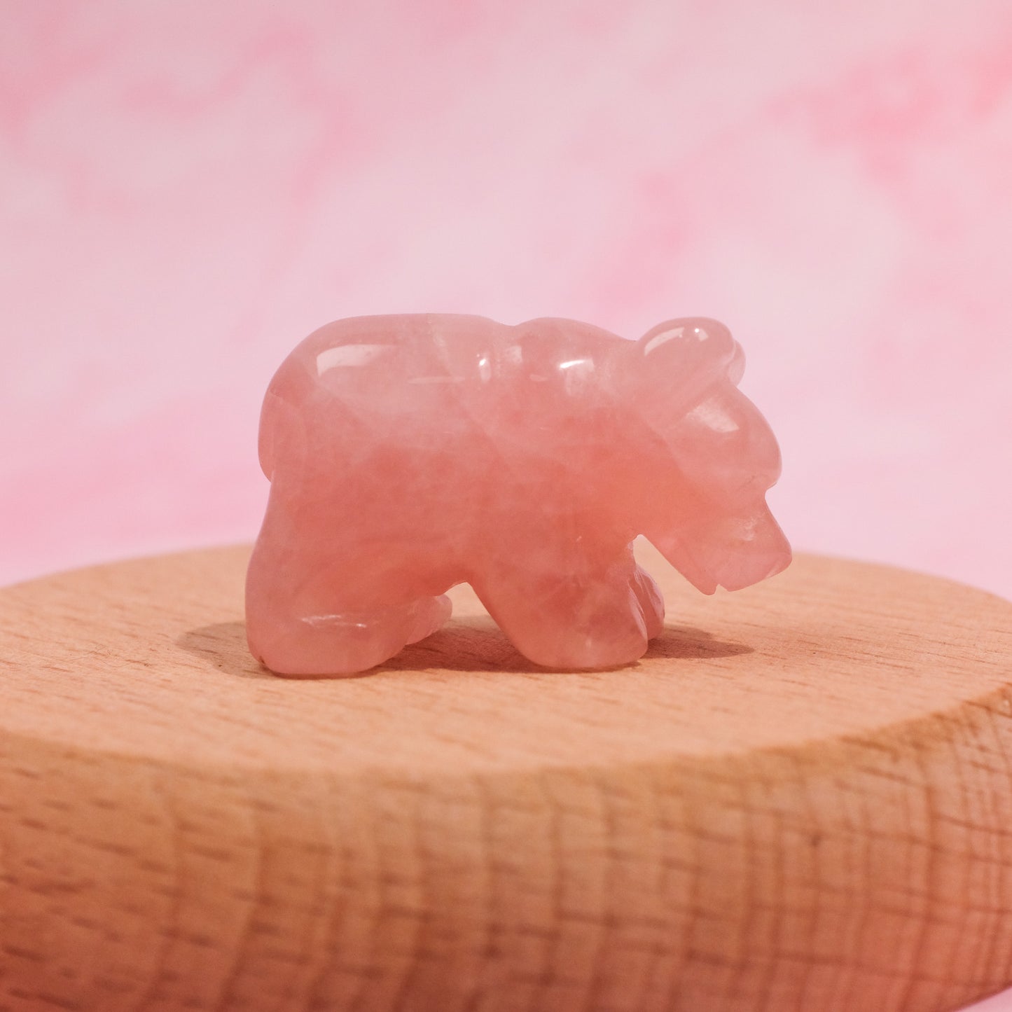 Rose Quartz Bear Carving