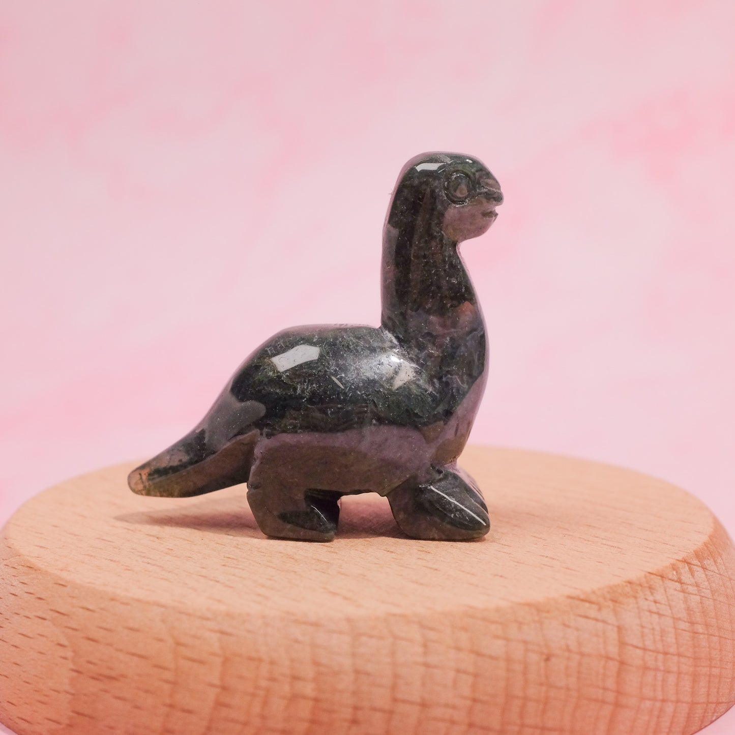 Moss Agate Crystal Dinosaur