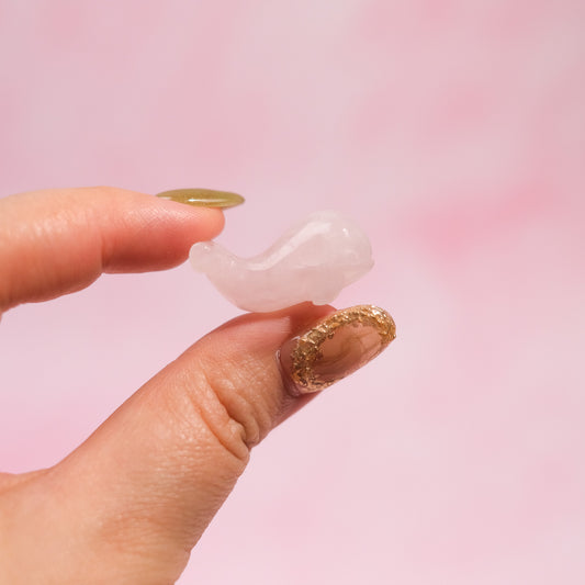 Rose Quartz Mini Whale Carving