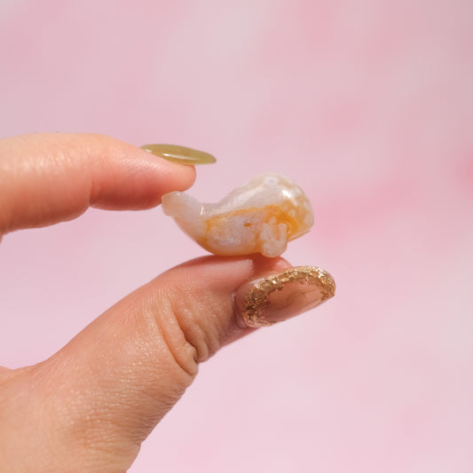 Flower Agate Mini Whale Carving