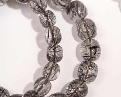 Black Rutilated Quartz Barrel Bracelet