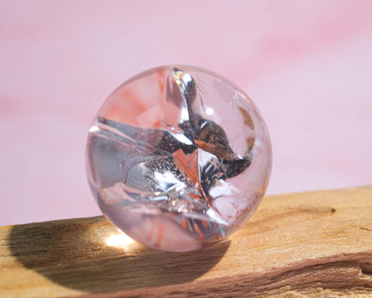 Clear Quartz Sphere with Red Hematoid Inclusion